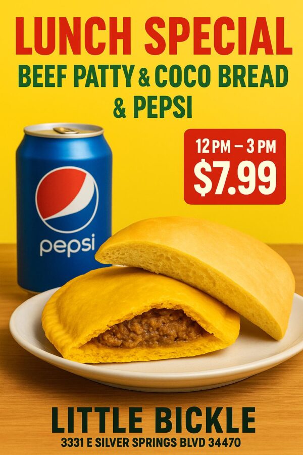LUNCH SPECIAL Beef Patty + Coco Bread + Pepsi